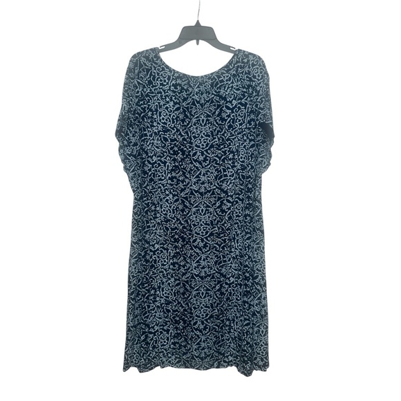 Fresh Produce Short Sleeve Shift Dress Size 3X Blue All Over Print Flowy Stretch - Picture 2 of 5
